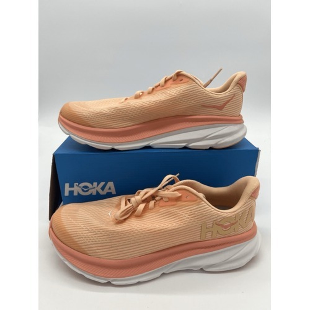 Hoka One One Clifton 9 Cantaloupe White Running Shoes Youth 6.5 MD Women's 8